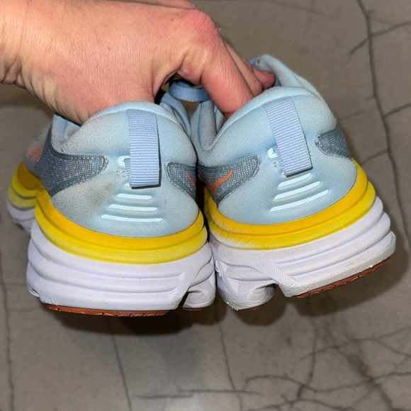 Hoka Bondi 8 Sneakers Light Blue Yellow Womens size 8.5B new insoles - Picture 8 of 14
